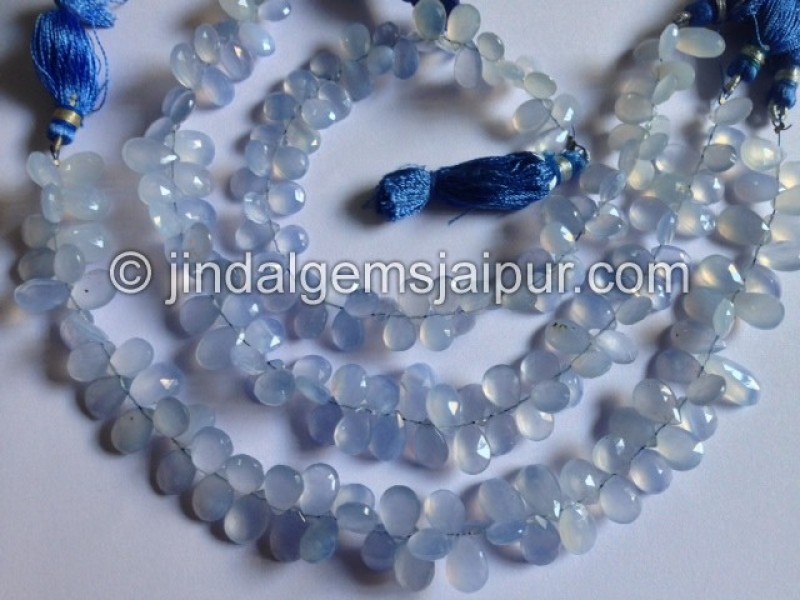 Chalcedony Faceted Pear Shape Beads